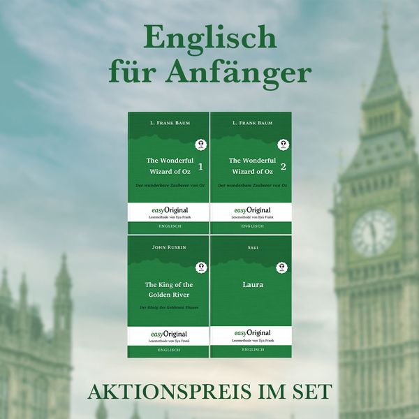 Produktbild: Englisch f&uuml;r Anf&auml;nger (B&uuml;cher + 4 MP3 Audio-CDs) - Lesemethode von Ilya Frank