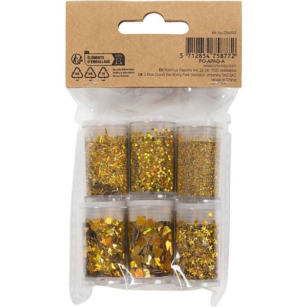 Produktbild: Creativ Company Biologisch abbaubarer Sparkles & Pailletten, Gold, 6x7 ml