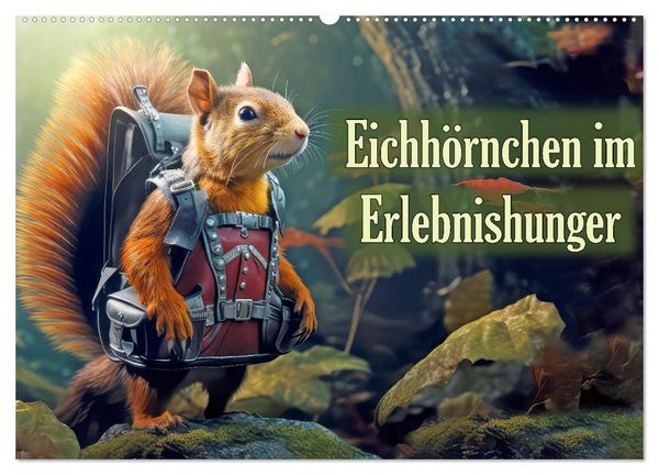 Eichhörnchen im Erlebnishunger (Wandkalender 2025 DIN A2 quer), CALVENDO Monatskalender