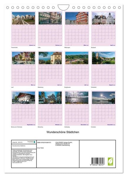 Produktbild: Wundersch&ouml;ne St&auml;dtchen (Wandkalender 2026 DIN A4 hoch), CALVENDO Monatskalender