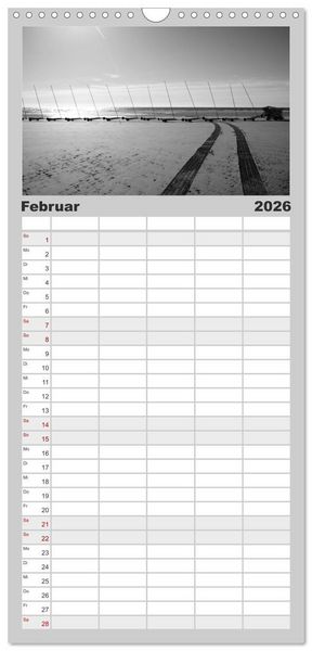 Produktbild: Familienplaner 2026 - BLACK 'N WHITE mit 5 Spalten (Wandkalender, 21 x 45 cm) CALVENDO