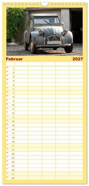 Produktbild: Familienplaner 2027 - Kultauto Ente Citro&euml;n 2CV mit 5 Spalten (Wandkalender, 21 x 45 cm) CALVENDO