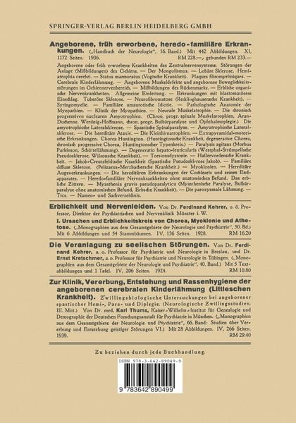 Produktbild: Erbbiologie und Erbpathologie Nerv&ouml;ser und Psychischer Zust&auml;nde und Funktionen