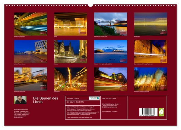 Produktbild: Die Spuren des Lichts (hochwertiger Premium Wandkalender 2026 DIN A2 quer), Kunstdruck in Hochglanz