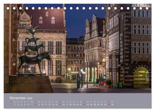Produktbild: Nachts in Bremen (Tischkalender 2026 DIN A5 quer), CALVENDO Monatskalender