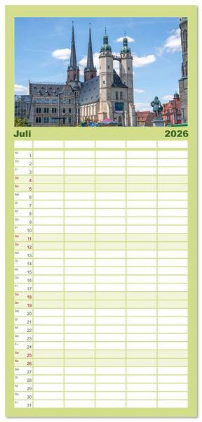 Produktbild: Familienplaner 2026 - Sachsen-Anhalt - Eine Sch&ouml;nheit in der Mitte Deutschlands mit 5 Spalten (Wandkalender, 21 x 45 cm) CALVENDO