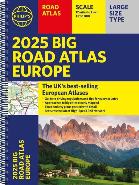 Produktbild: 2025 Philip's Big Road Atlas of Europe