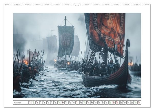 Produktbild: Die Abenteuer der Wikinger (hochwertiger Premium Wandkalender 2026 DIN A2 quer), Kunstdruck in Hochglanz