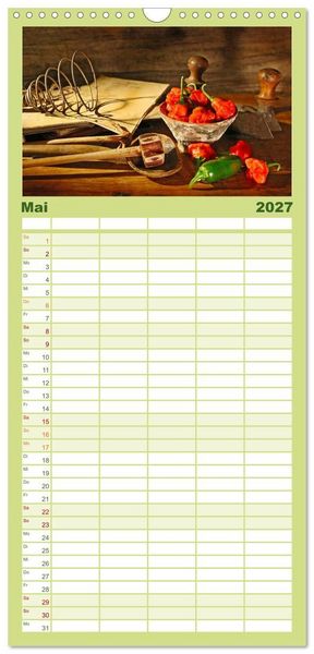 Produktbild: Familienplaner 2027 - Zeitreise auf dem K&uuml;chentisch mit 5 Spalten (Wandkalender, 21 x 45 cm) CALVENDO