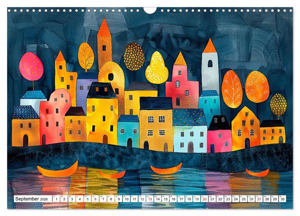 Produktbild: Stadt - Eine farbenfrohe Skyline (Wandkalender 2026 DIN A3 quer), CALVENDO Monatskalender