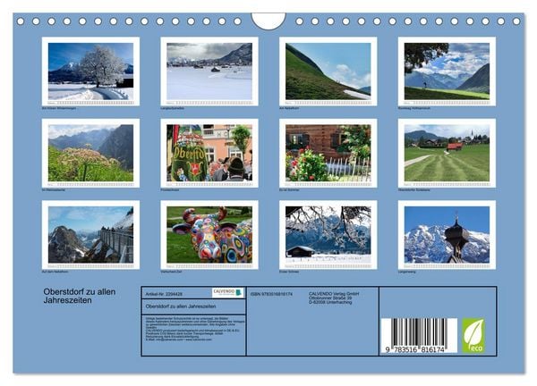 Produktbild: Oberstdorf zu allen Jahreszeiten (Wandkalender 2027 DIN A4 quer), CALVENDO Monatskalender