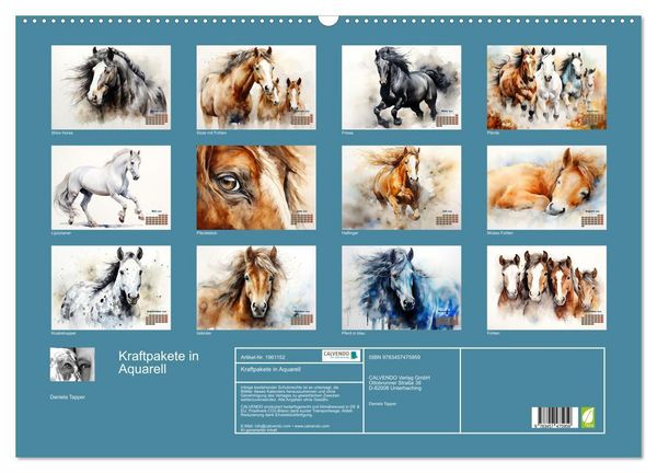 Produktbild: Kraftpakete in Aquarell (Wandkalender 2026 DIN A2 quer), CALVENDO Monatskalender
