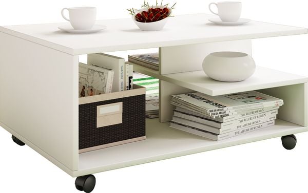 Produktbild: Holz Sofatisch Couchtisch Rollen rollbar Stango L