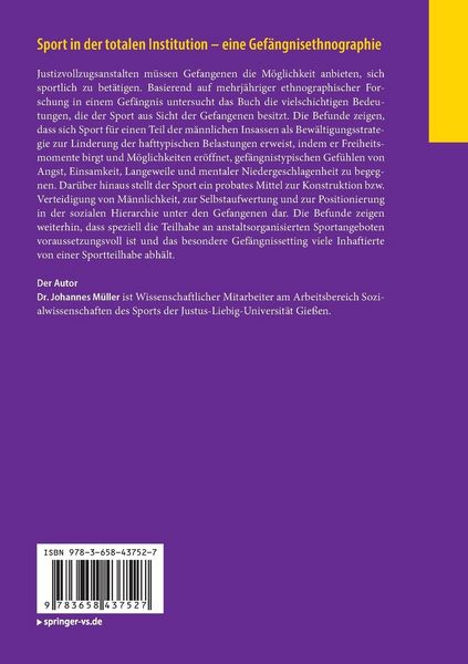 Produktbild: Sport in der totalen Institution &ndash; eine Gef&auml;ngnisethnographie