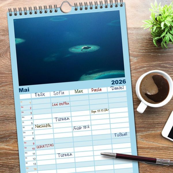 Produktbild: Familienplaner 2026 - Malediven &ndash; Das Paradies im Indischen Ozean III mit 5 Spalten (Wandkalender, 21 x 45 cm) CALVENDO