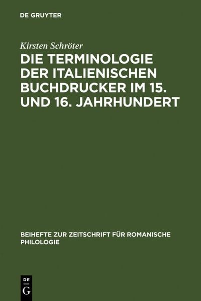Produktbild: Die Terminologie der italienischen Buchdrucker im 15. und 16. Jahrhundert