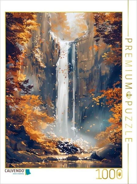 CALVENDO Puzzle Ein Motiv aus dem Kalender Titanen der Natur - Majestätische Wasserfälle im Anime - Stil | 1000 Teile Lege-Größe 64x48cm Foto-Puzzle für glückliche Stunden