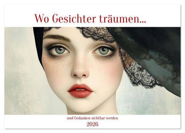 Produktbild: Wo Gesichter tr&auml;umen und Gedanken sichtbar werden (Tischkalender 2026 DIN A5 quer), CALVENDO Monatskalender