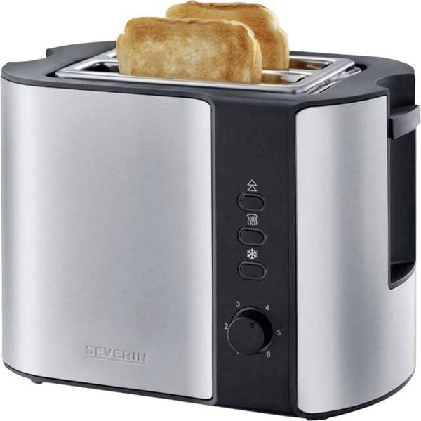 Severin AT 2589 Toaster mit Brötchenaufsatz Edelstahl (gebürstet), Schwarz