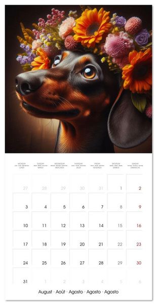 Produktbild: Dachshund Joy and Flower Beauty (Wall Calendar 2026 12 &times; 12 Inch) CALVENDO 12 Month Wall Calendar