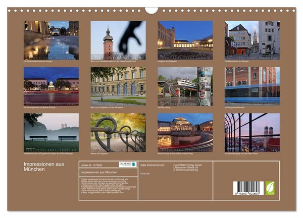Produktbild: Impressionen aus M&uuml;nchen (Wandkalender 2026 DIN A3 quer), CALVENDO Monatskalender