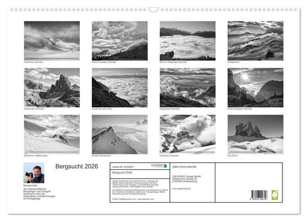 Produktbild: Bergsucht 2026 (Wandkalender 2026 DIN A2 quer), CALVENDO Monatskalender
