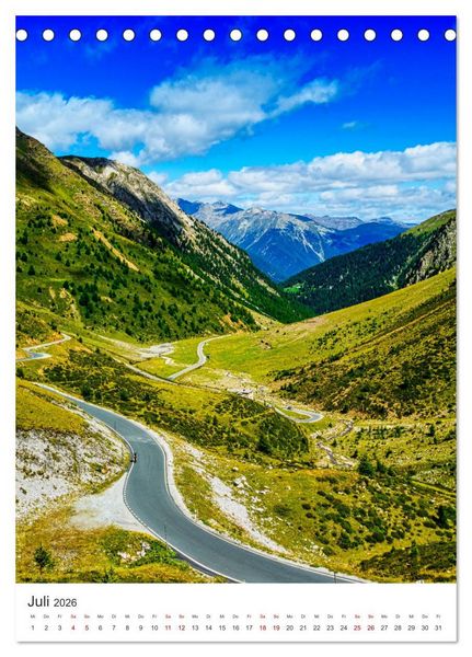 Produktbild: GEBIRGSP&Auml;SSE &Ouml;sterreich - Schweiz - Italien (Tischkalender 2026 DIN A5 hoch), CALVENDO Monatskalender