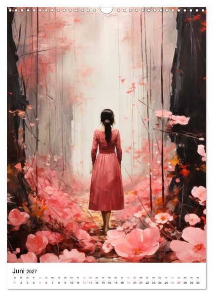 Produktbild: Zwischen Bl&uuml;ten und Tr&auml;umen - 12 kunstvolle Frauenportraits (Wandkalender 2027 DIN A3 hoch), CALVENDO Monatskalender