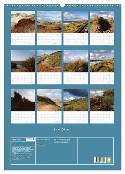 Produktbild: Sylter D&uuml;nen (Wandkalender 2026 DIN A2 hoch), CALVENDO Monatskalender