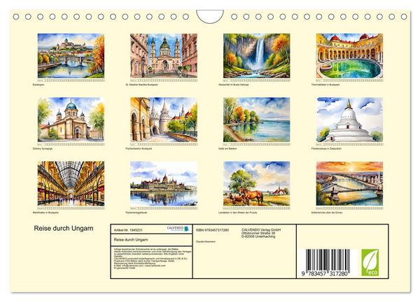 Produktbild: Reise durch Ungarn (Wandkalender 2026 DIN A4 quer), CALVENDO Monatskalender