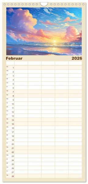 Produktbild: Familienplaner 2026 - Inspirierende Str&auml;nde mit 5 Spalten (Wandkalender, 21 x 45 cm) CALVENDO