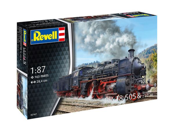 Produktbild: Revell 02167 Schnellzuglokomotive BR 18 505 mit Tender 2'3' T38 Lokomotive Bausatz 1:87