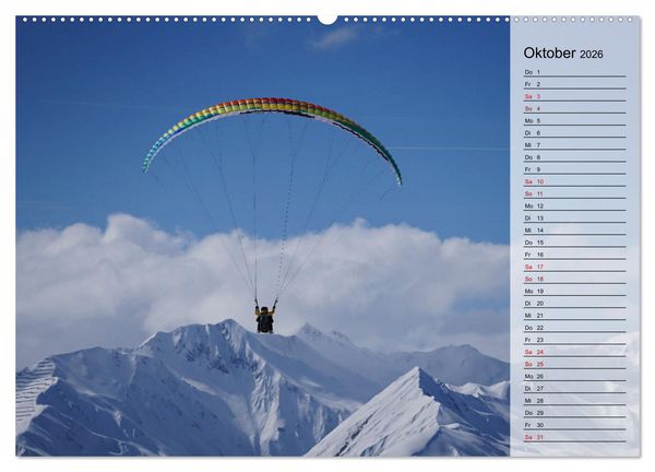 Produktbild: Gleitschirmfliegen in den Tuxer Alpen (hochwertiger Premium Wandkalender 2026 DIN A2 quer), Kunstdruck in Hochglanz