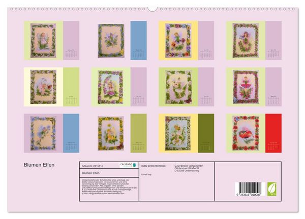 Produktbild: Blumen Elfen (hochwertiger Premium Wandkalender 2026 DIN A2 quer), Kunstdruck in Hochglanz