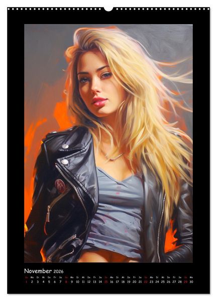 Produktbild: Heavy Metal-Queens. Wilde Rock- und Metal-Girl Paintings (hochwertiger Premium Wandkalender 2026 DIN A2 hoch), Kunstdruck in Hochglanz