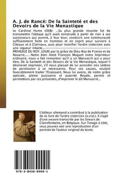 Produktbild: A. J. de Ranc&eacute;: De la Saintet&eacute; et des Devoirs de la Vie Monastique