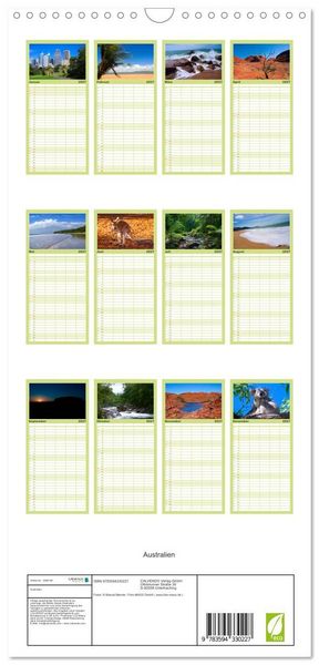 Produktbild: Familienplaner 2027 - Australien mit 5 Spalten (Wandkalender, 21 x 45 cm) CALVENDO