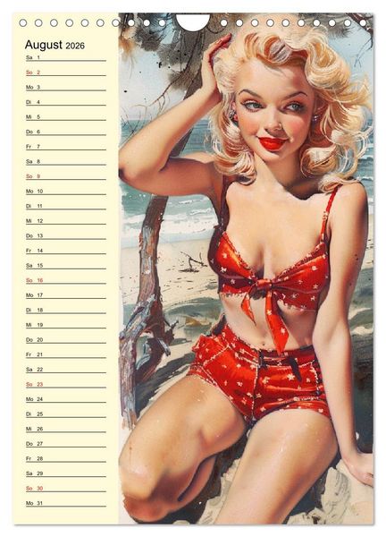 Produktbild: Pin-up-Girls. Sexappeal am Strand (Wandkalender 2026 DIN A4 hoch), CALVENDO Monatskalender