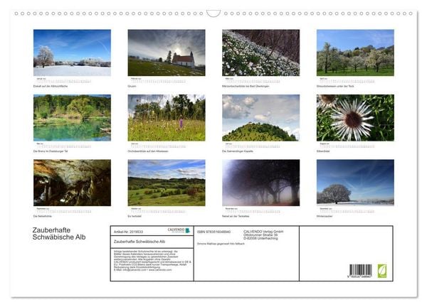 Produktbild: Zauberhafte Schw&auml;bische Alb (Wandkalender 2026 DIN A2 quer), CALVENDO Monatskalender