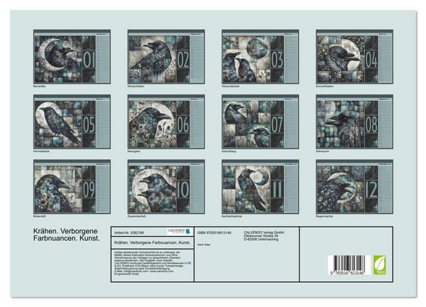 Produktbild: Kr&auml;hen. Verborgene Farbnuancen. Kunst. (Wandkalender 2026 DIN A3 quer), CALVENDO Monatskalender