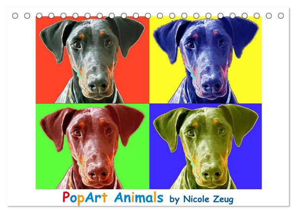 PopArt Animals (Tischkalender 2024 DIN A5 quer), CALVENDO Monatskalender