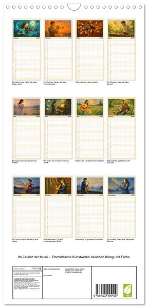 Produktbild: Familienplaner 2027 - Im Zauber der Musik - Romantische Kunstwerke zwischen Klang und Farbe mit 5 Spalten (Wandkalender, 21 x 45 cm) CALVENDO