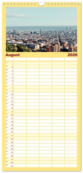 Produktbild: Familienplaner 2026 - Barcelona - Die wundersch&ouml;ne Hauptstadt Kataloniens. mit 5 Spalten (Wandkalender, 21 x 45 cm) CALVENDO