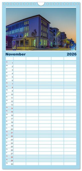 Produktbild: Familienplaner 2026 - Chemnitz zur blauen Stunde mit 5 Spalten (Wandkalender, 21 x 45 cm) CALVENDO