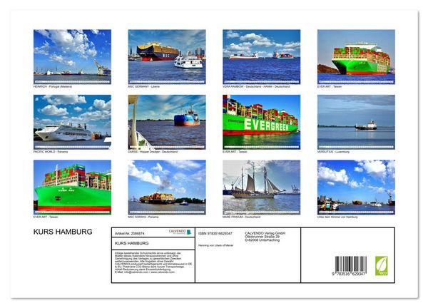 Produktbild: KURS HAMBURG (hochwertiger Premium Wandkalender 2026 DIN A2 quer), Kunstdruck in Hochglanz