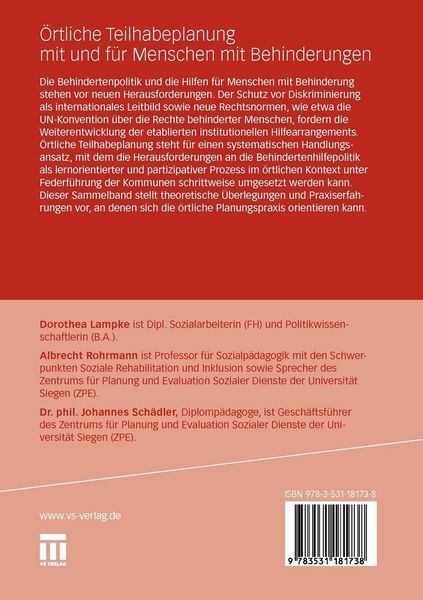 Produktbild: &Ouml;rtliche Teilhabeplanung mit und f&uuml;r Menschen mit Behinderungen