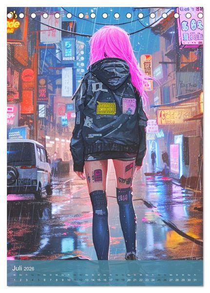 Produktbild: Manga-Comics. Cyberpunk Anime. Science Fiction Girls (Tischkalender 2026 DIN A5 hoch), CALVENDO Monatskalender