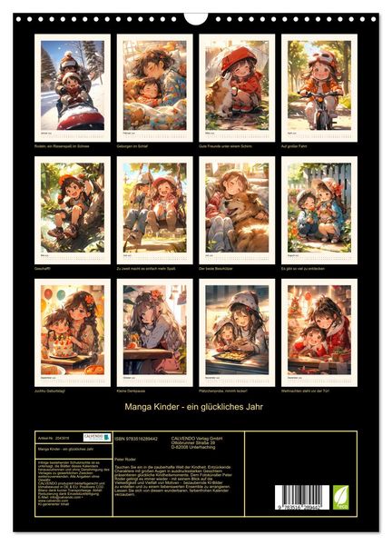 Produktbild: Manga Kinder - ein gl&uuml;ckliches Jahr (Wandkalender 2026 DIN A3 hoch), CALVENDO Monatskalender