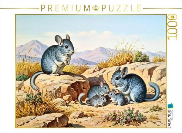 CALVENDO Puzzle Chinchillas mit Jungtieren | 1000 Teile Lege-Größe 64x48cm Foto-Puzzle für glückliche Stunden