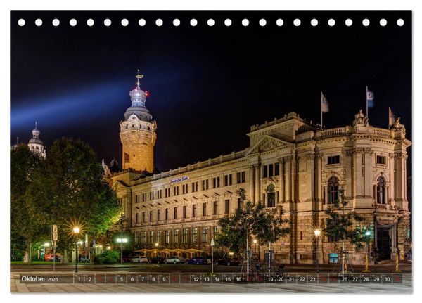 Produktbild: Nachts in Leipzig (Tischkalender 2026 DIN A5 quer), CALVENDO Monatskalender